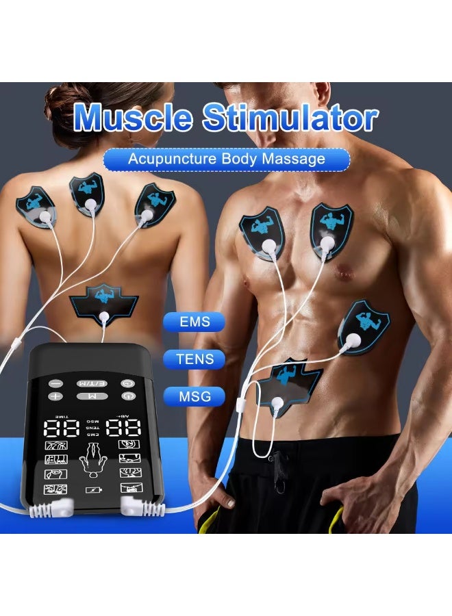 WALALLA TENS Unit Muscle Stimulator 8 Modes 30 Intensities, Rechargeable 4 Channel TENS Machine for Pain Relief Muscle Massager with 8 Premium Electrode Pads and Dust-Proof Storage Bag - Image 2